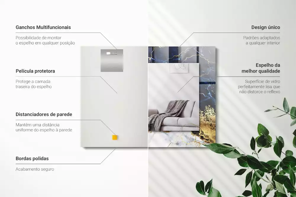 Oglindă dreptunghiulară cu decor abstract din marmură