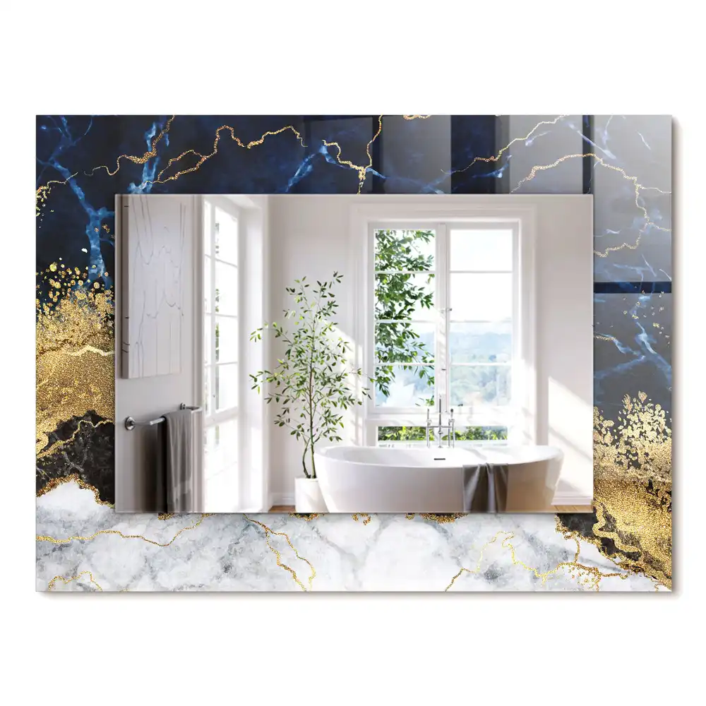 Oglindă dreptunghiulară cu decor abstract din marmură
