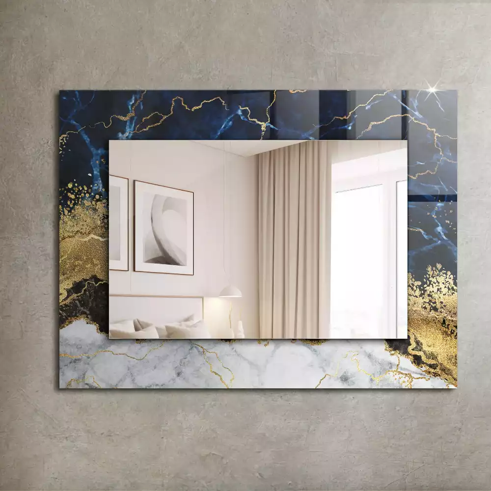 Oglindă dreptunghiulară cu decor abstract din marmură