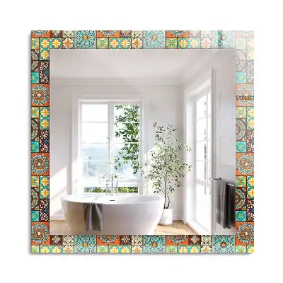 Oglindă dreptunghiulară cu decor din mozaic colorat