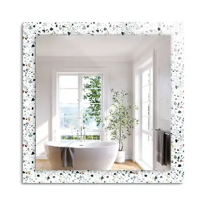 Oglindă dreptunghiulară de perete cu model decorativ din mozaic terrazzo