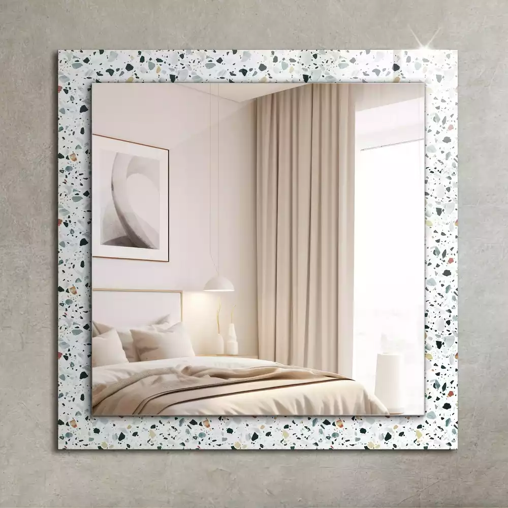 Oglindă dreptunghiulară de perete cu model decorativ din mozaic terrazzo
