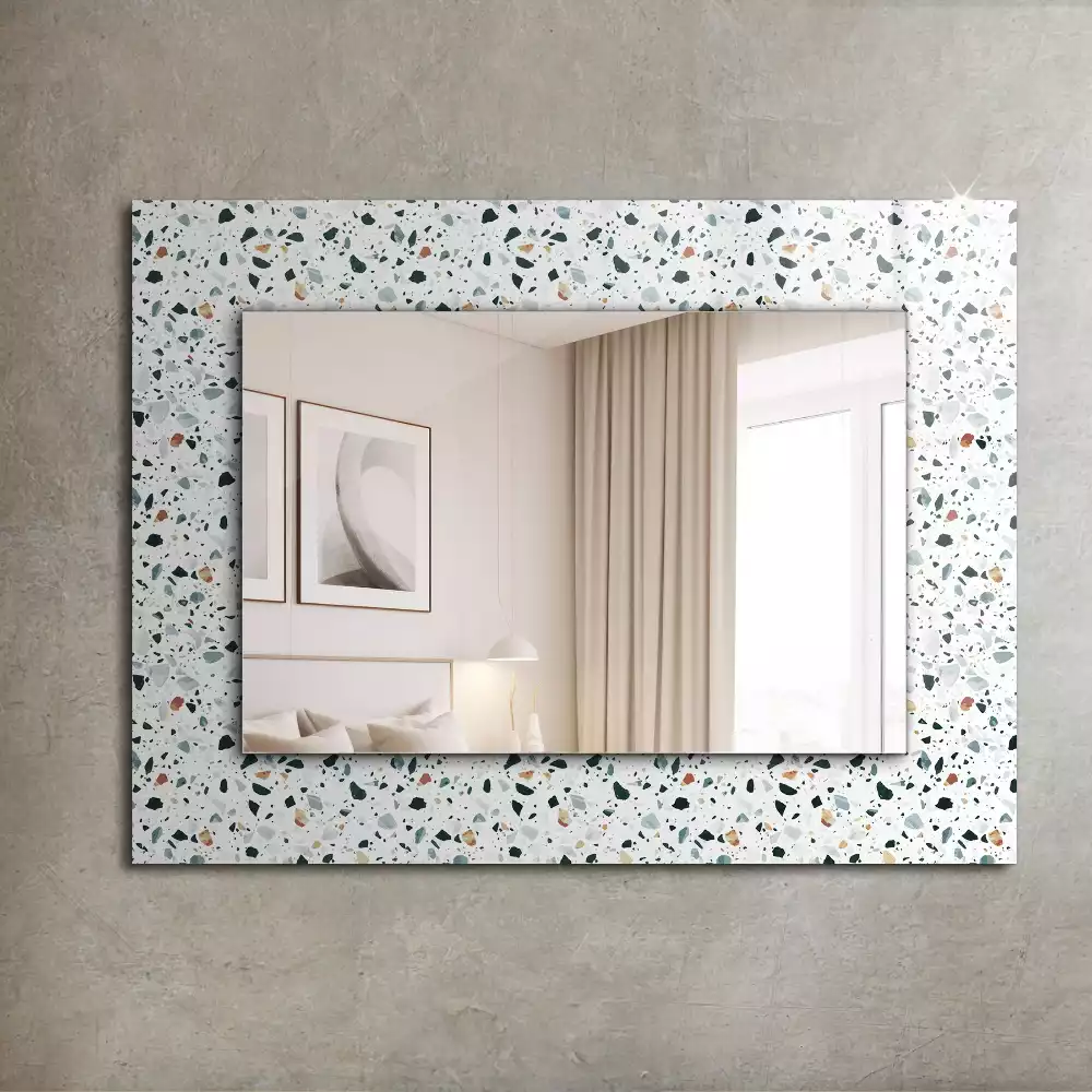 Oglindă dreptunghiulară de perete cu model decorativ din mozaic terrazzo