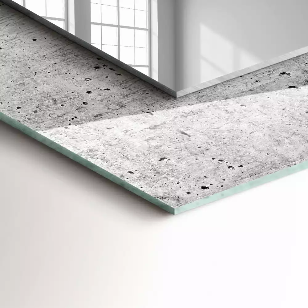 Oglindă dreptunghiulară cu decor textură de beton
