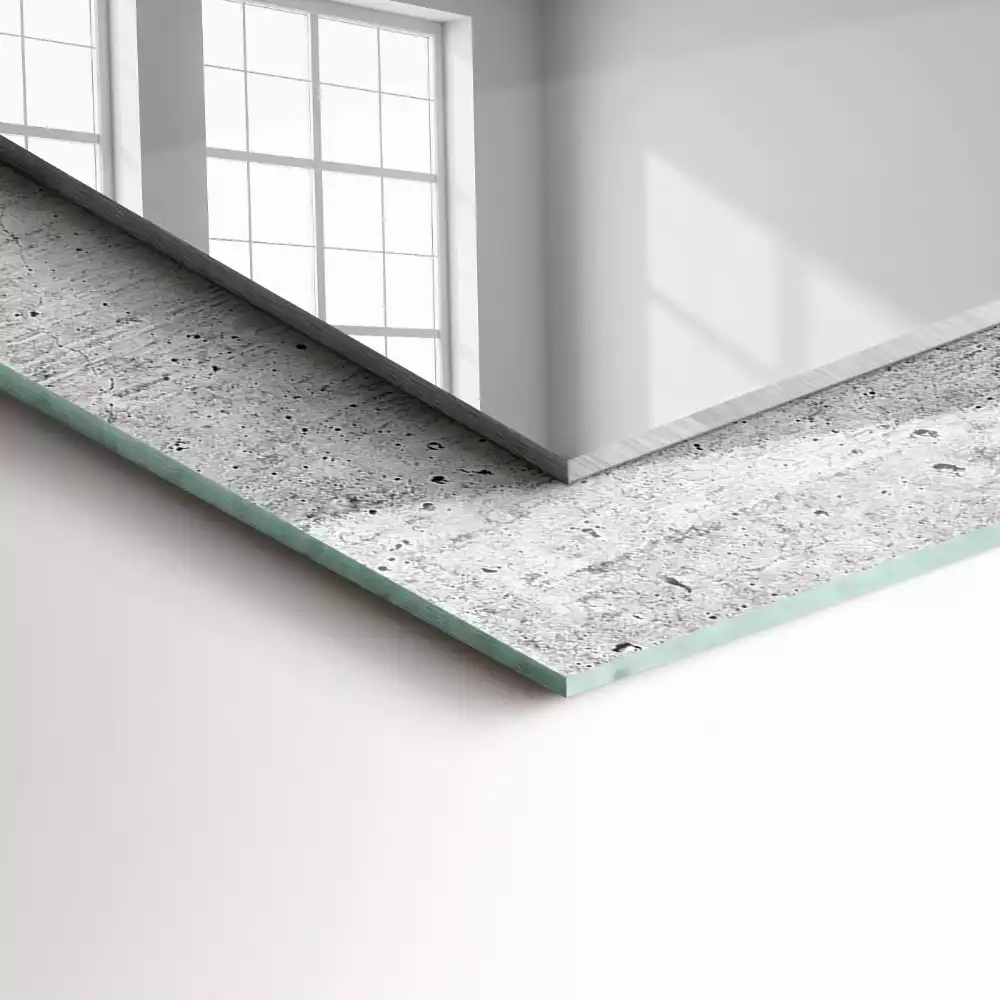 Oglindă dreptunghiulară cu decor textură de beton