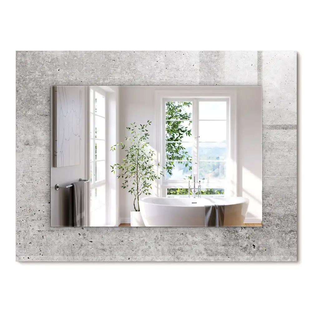 Oglindă dreptunghiulară cu decor textură de beton
