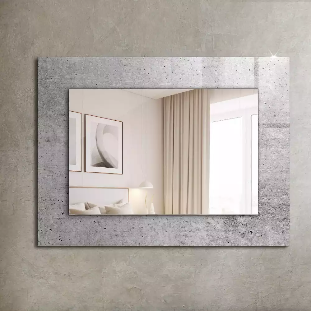 Oglindă dreptunghiulară cu decor textură de beton