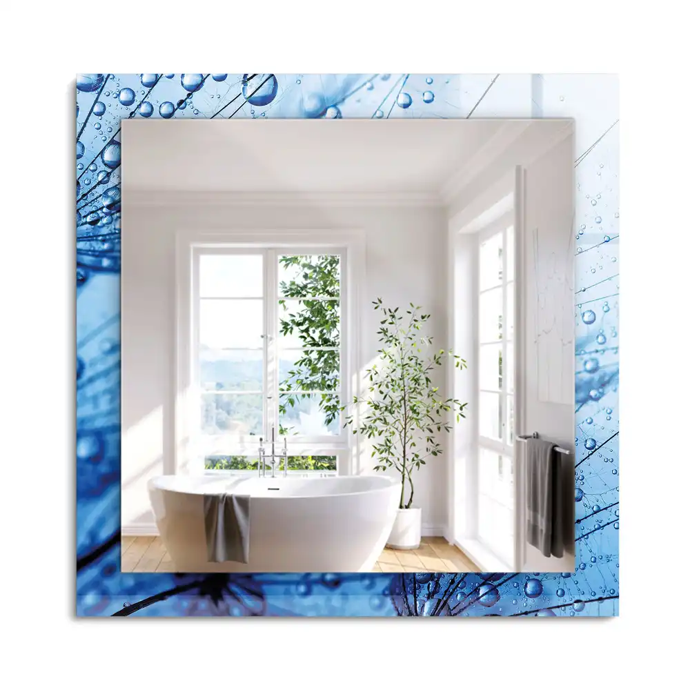 Oglindă decorativă de perete dreptunghiulară cu model picături pe păpădie