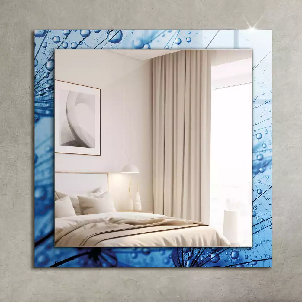 Oglindă decorativă de perete dreptunghiulară cu model picături pe păpădie