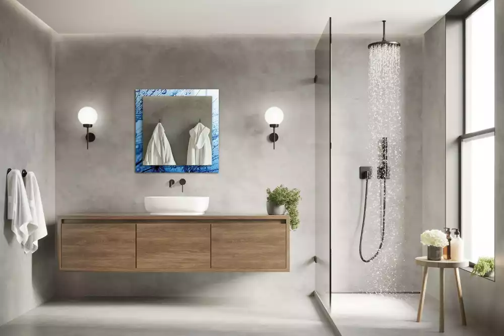 Oglindă decorativă de perete dreptunghiulară cu model picături pe păpădie