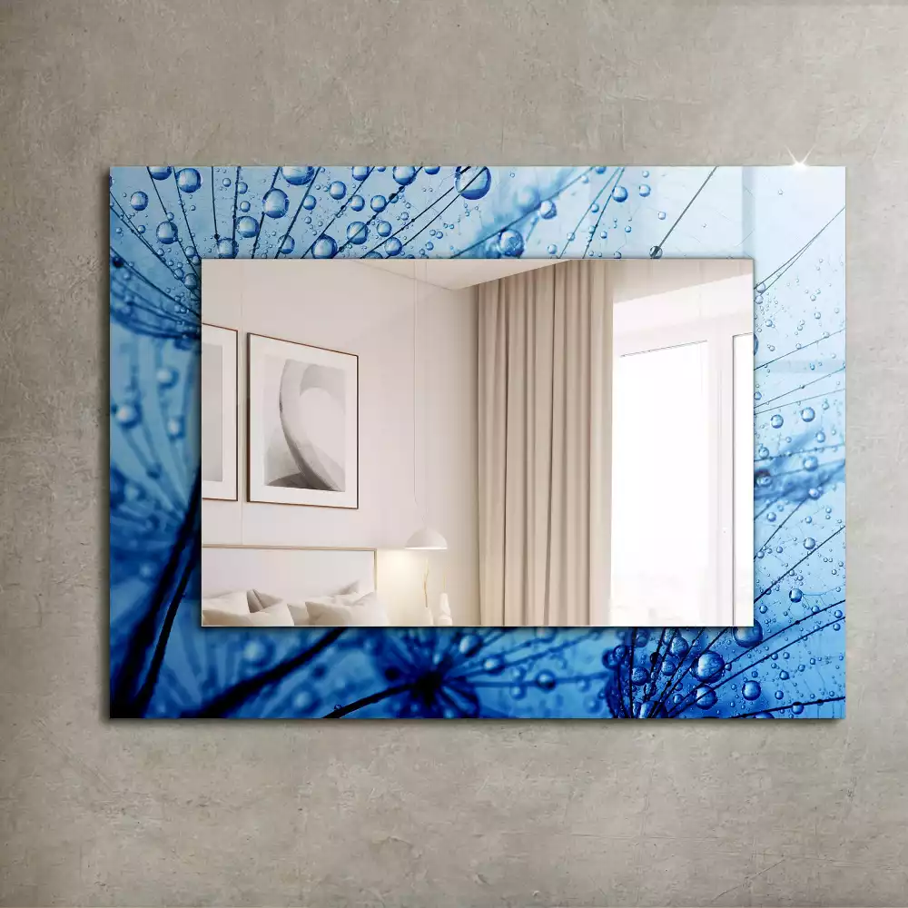Oglindă decorativă de perete dreptunghiulară cu model picături pe păpădie
