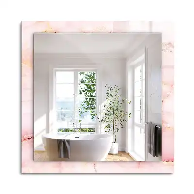Oglindă dreptunghiulară decorativă cu model de marmură roz