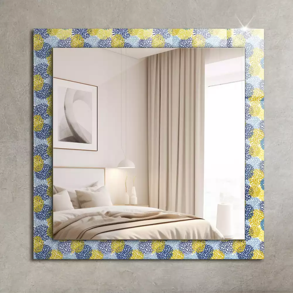 Oglindă decorativă de perete dreptunghiulară cu model floral colorat