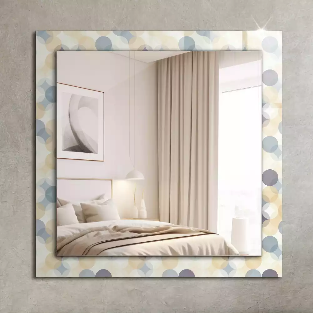 Oglindă dreptunghiulară cu imprimeu de modele rotunde colorate