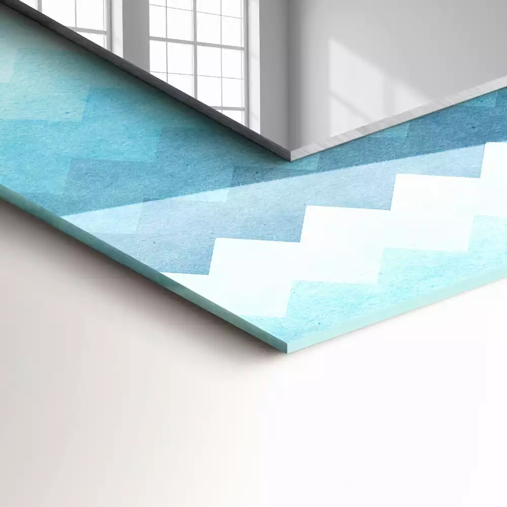 Oglindă dreptunghiulară cu ramă cu imprimeu gradient în zig-zag