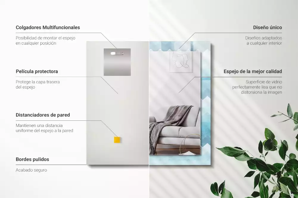 Oglindă dreptunghiulară cu ramă cu imprimeu gradient în zig-zag