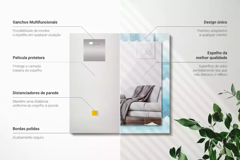 Oglindă dreptunghiulară cu ramă cu imprimeu gradient în zig-zag