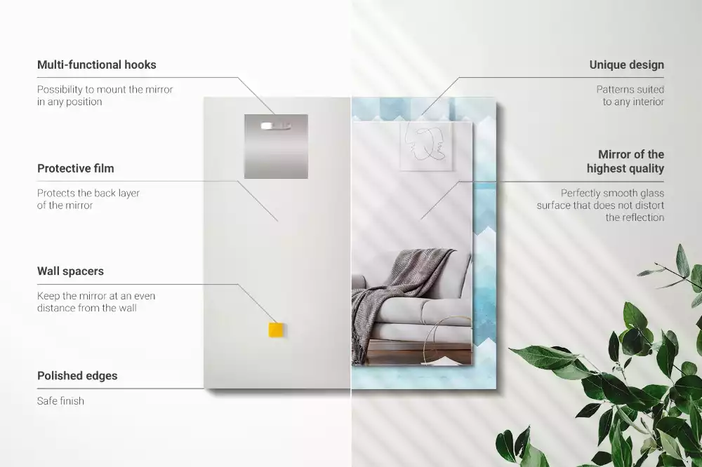 Oglindă dreptunghiulară cu ramă cu imprimeu gradient în zig-zag
