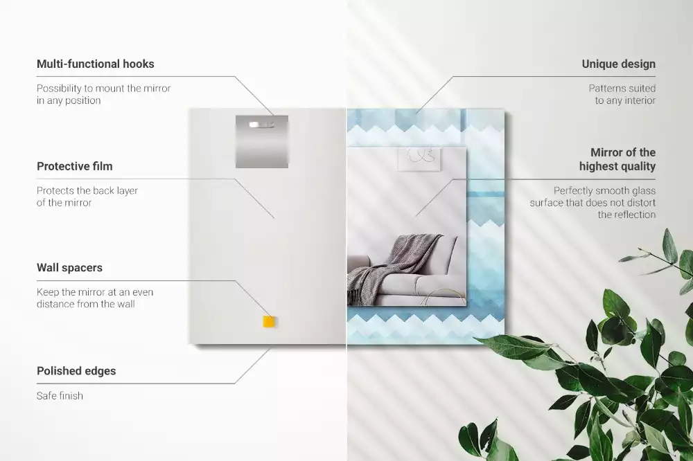 Oglindă dreptunghiulară cu ramă cu imprimeu gradient în zig-zag