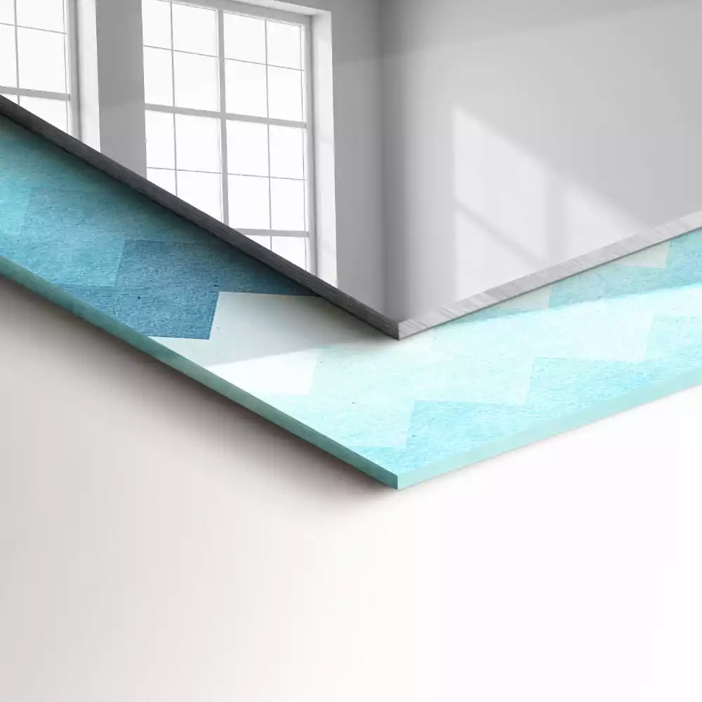 Oglindă dreptunghiulară cu ramă cu imprimeu gradient în zig-zag