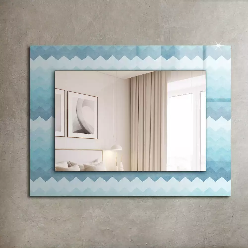 Oglindă dreptunghiulară cu ramă cu imprimeu gradient în zig-zag
