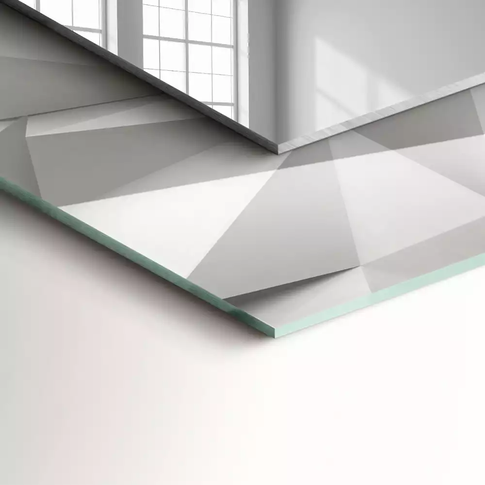 Oglindă dreptunghiulară decorativă de perete cu forme geometrice abstracte
