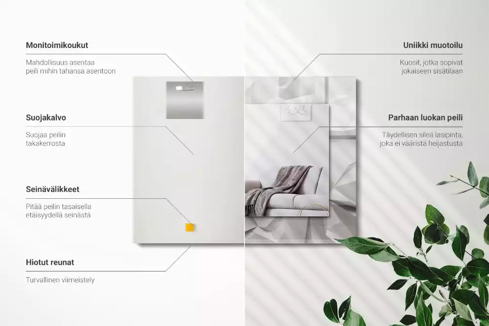 Oglindă dreptunghiulară decorativă de perete cu forme geometrice abstracte
