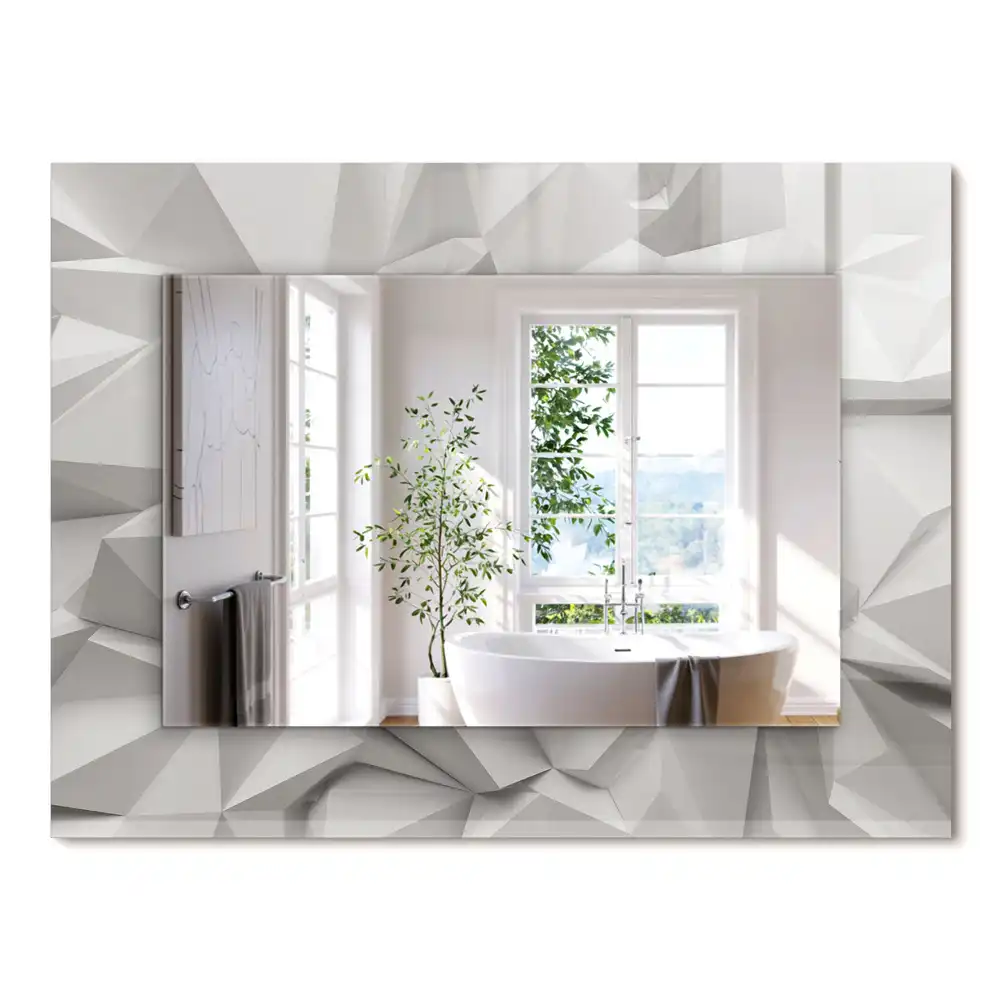 Oglindă dreptunghiulară decorativă de perete cu forme geometrice abstracte