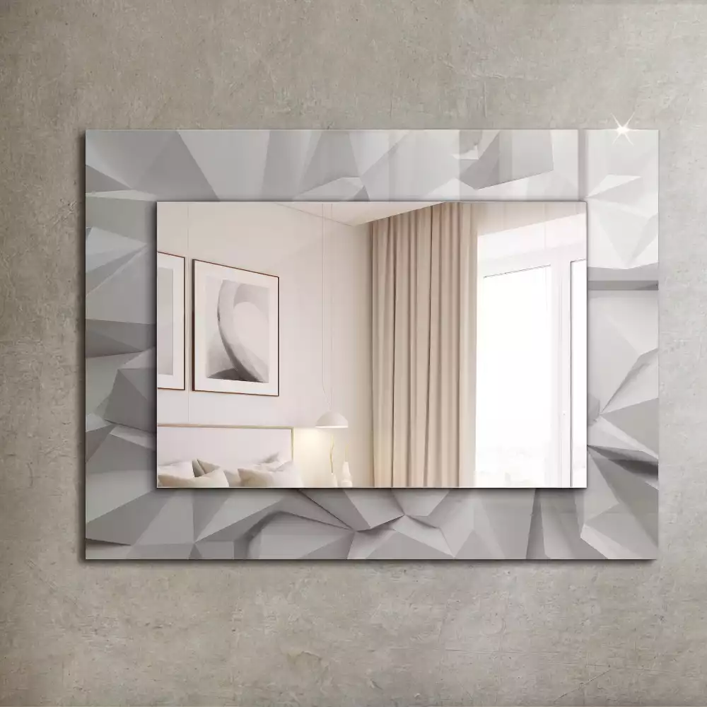 Oglindă dreptunghiulară decorativă de perete cu forme geometrice abstracte