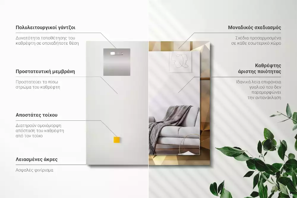 Oglindă dreptunghiulară cu imprimeu geometric