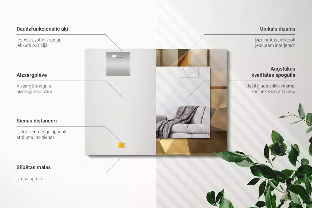 Oglindă dreptunghiulară cu imprimeu geometric