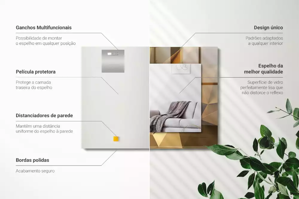 Oglindă dreptunghiulară cu imprimeu geometric