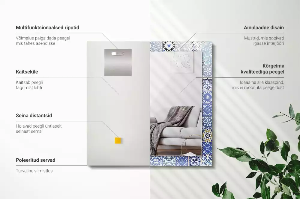 Oglindă decorativă de perete dreptunghiulară cu model marocan