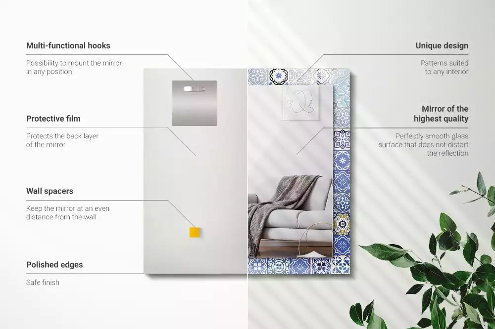 Oglindă decorativă de perete dreptunghiulară cu model marocan