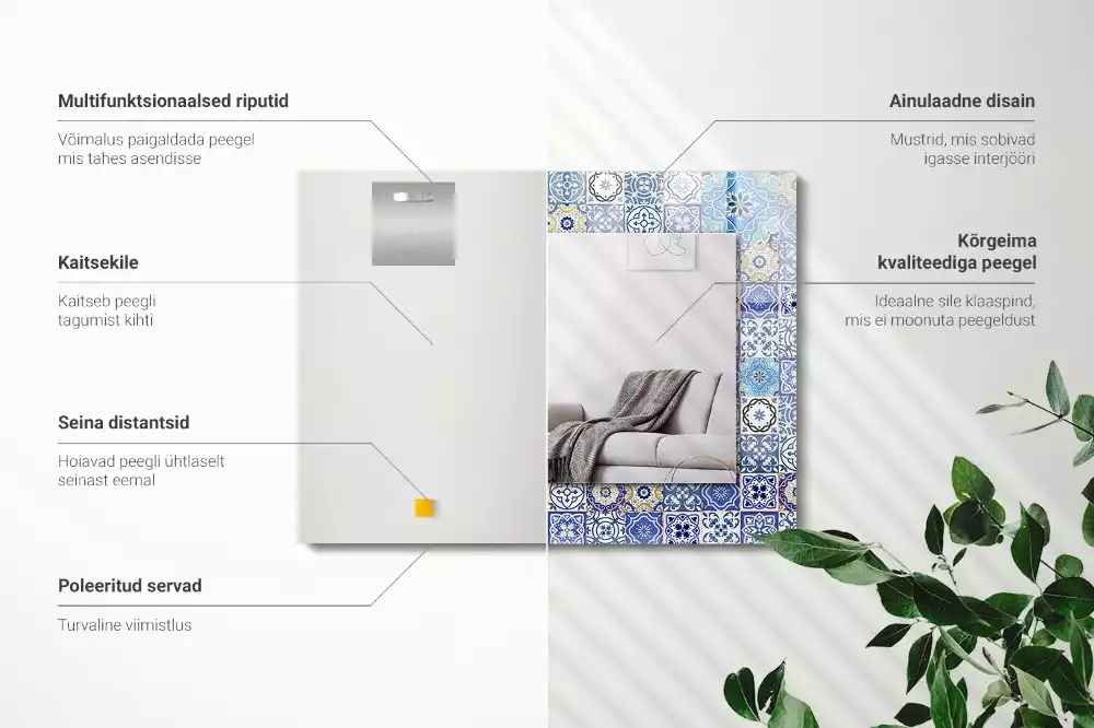 Oglindă decorativă de perete dreptunghiulară cu model marocan