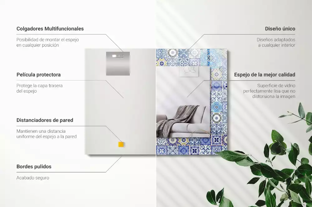 Oglindă decorativă de perete dreptunghiulară cu model marocan