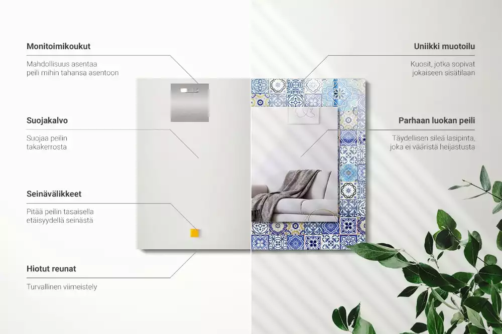 Oglindă decorativă de perete dreptunghiulară cu model marocan