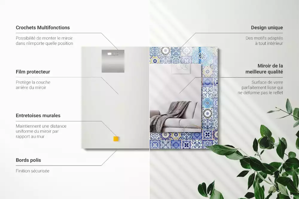 Oglindă decorativă de perete dreptunghiulară cu model marocan