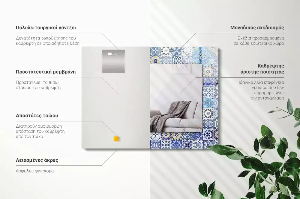 Oglindă decorativă de perete dreptunghiulară cu model marocan