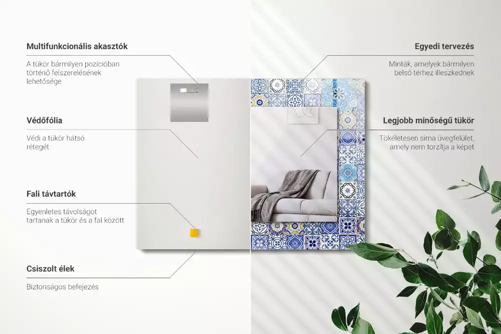 Oglindă decorativă de perete dreptunghiulară cu model marocan