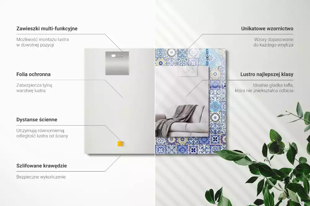 Oglindă decorativă de perete dreptunghiulară cu model marocan