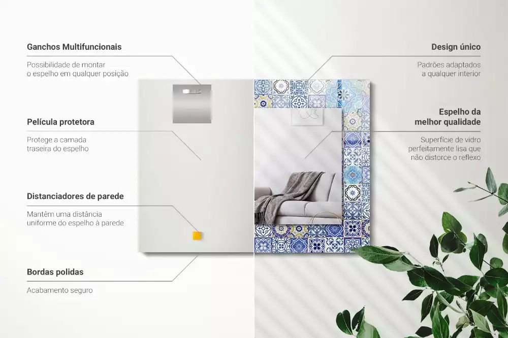 Oglindă decorativă de perete dreptunghiulară cu model marocan
