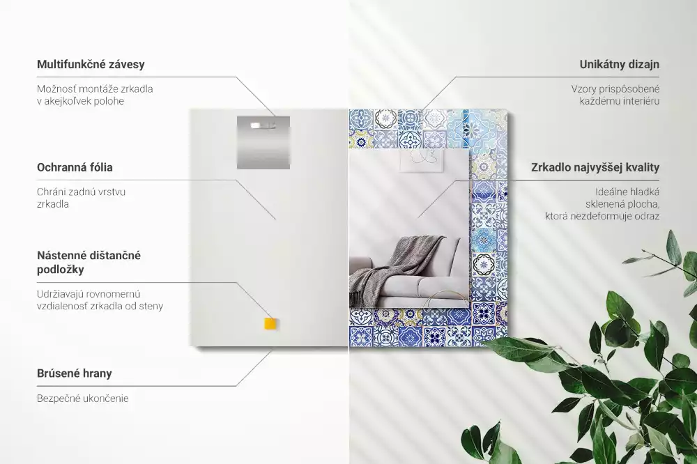Oglindă decorativă de perete dreptunghiulară cu model marocan