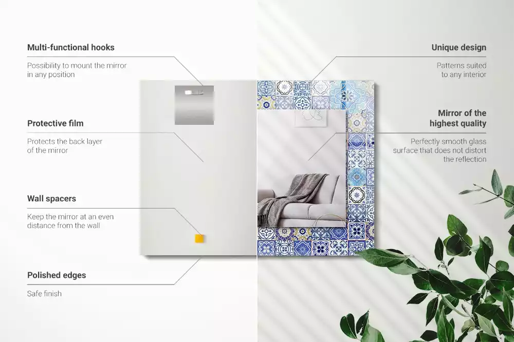 Oglindă decorativă de perete dreptunghiulară cu model marocan
