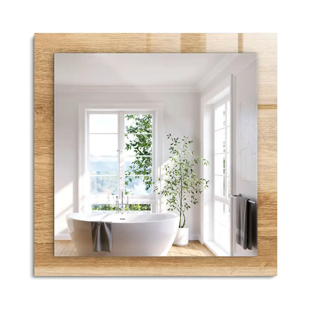 Oglindă dreptunghiulară din lemn cu ramă decorativă