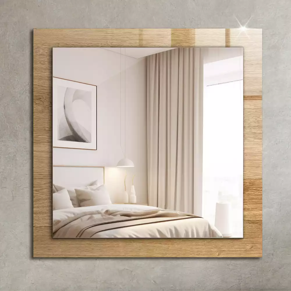 Oglindă dreptunghiulară din lemn cu ramă decorativă