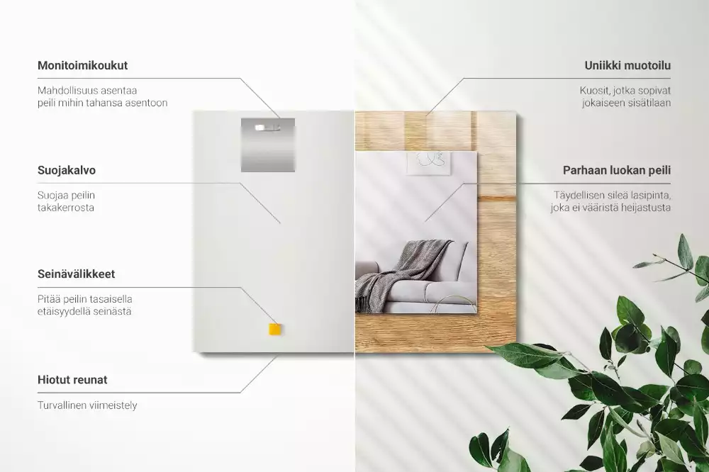 Oglindă dreptunghiulară din lemn cu ramă decorativă
