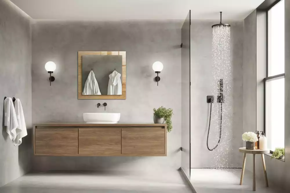 Oglindă dreptunghiulară din lemn cu ramă decorativă
