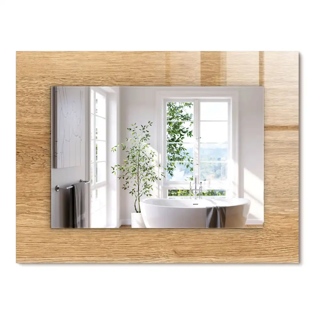 Oglindă dreptunghiulară din lemn cu ramă decorativă