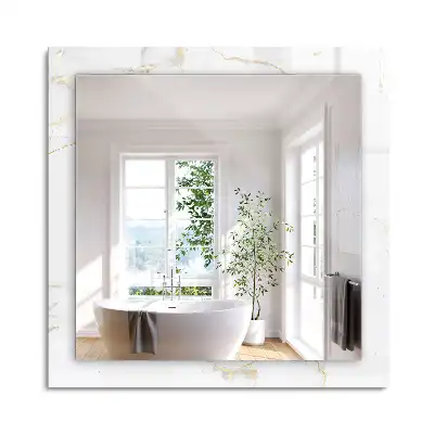 Oglindă dreptunghiulară decorativă cu model de marmură albă